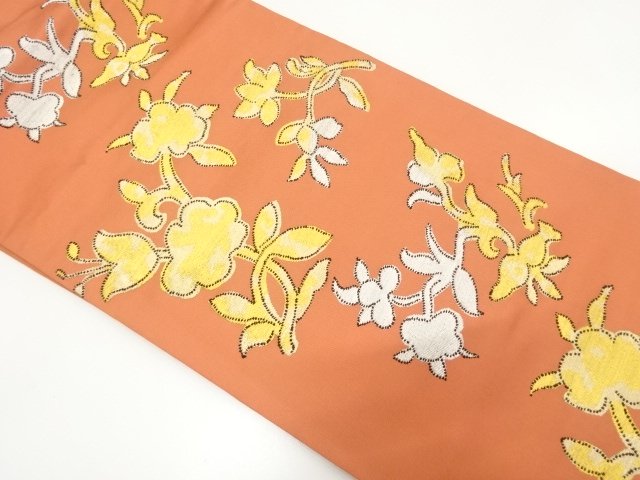 JAPANESEKIMONO / ANTIQUE FLORAL PATTERN WOVEN NAGOYA OBI (WEARABLE)